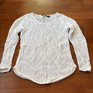 White 100% cotton Jeanne Pierre open weave long sleeve sweater, M.
